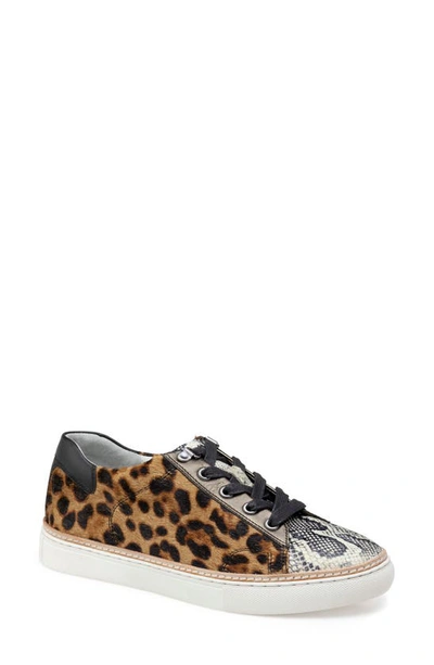 Johnston & Murphy Callie Low Top Trainer In Black/ White Snake Print Sheep