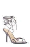Black Suede Studio Leandra Strappy Sandal In Pewter Leather