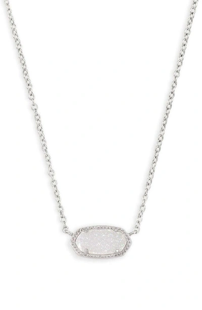 Kendra Scott Elisa Silver Pendant Necklace In Iridescent Drusy In Iridescent Drusy/ Silver