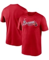 Nike Men's Red Atlanta Braves Wordmark Legend T-shirt In Red