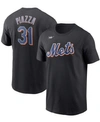 NIKE MEN'S MIKE PIAZZA BLACK NEW YORK METS COOPERSTOWN COLLECTION NAME AND NUMBER T-SHIRT