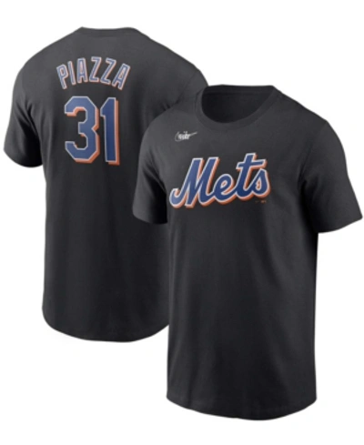 NIKE MEN'S MIKE PIAZZA BLACK NEW YORK METS COOPERSTOWN COLLECTION NAME AND NUMBER T-SHIRT
