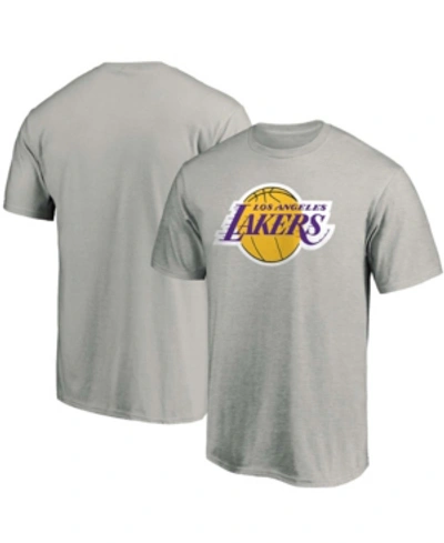 Fanatics Men's Heathered Gray Los Angeles Lakers Primary Team Logo T-shirt In Heather Gray