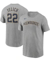 NIKE MEN'S CHRISTIAN YELICH GRAY MILWAUKEE BREWERS NAME NUMBER T-SHIRT