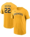 NIKE MEN'S CHRISTIAN YELICH GOLD MILWAUKEE BREWERS NAME NUMBER T-SHIRT