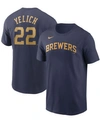 NIKE MEN'S CHRISTIAN YELICH NAVY MILWAUKEE BREWERS NAME NUMBER T-SHIRT