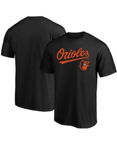 Fanatics Men's Black Baltimore Orioles Team Logo Lockup T-shirt In Black/black