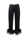 Gilda & Pearl Mia Feather-trimmed Pyjama Bottoms In Black