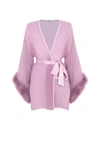 Gilda & Pearl Diana Silk And Marabou Feather Robe In Boudoir Rose