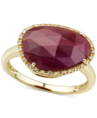 Macy's Emerald (4 Ct. T.w.) & Diamond (1/10 Ct. T.w.) Statement Ring In 14k Gold (also In Ruby & Sapphire)