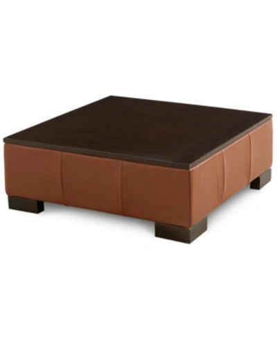 Furniture Closeout! Darrium 36" Leather Ottoman, Created For Macy's In Cognac