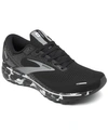 Brooks Men's Ghost 14 Running Sneakers From Finish Line In Black, Gray, White