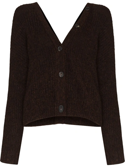 Alanui Ribbed-knit Alpaca-blend Cardigan In Brown