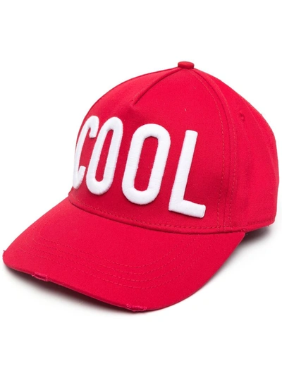 Dsquared2 Red Slogan-embroidered Baseball Cap