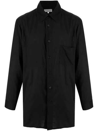 Yohji Yamamoto Collar-detail Oversize Long-sleeve Shirt In Schwarz