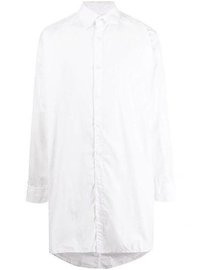Yohji Yamamoto Long-length Crease-effect Shirt In White