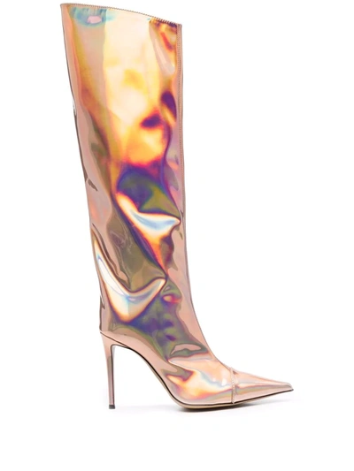 Alexandre Vauthier Iridescent-effect Knee-length Boots In Rosa