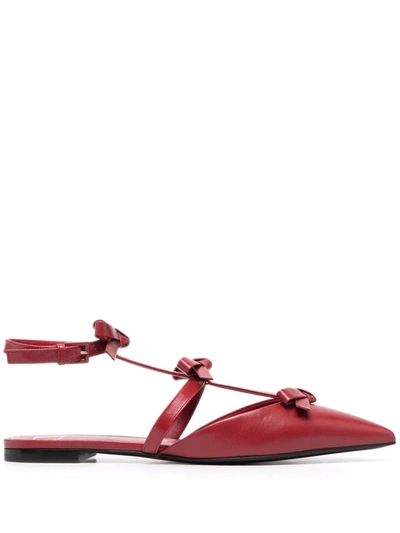 Valentino Garavani Bow-detail Pointed Mules In Rot