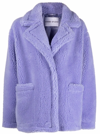 Stand Studio Marina Teddy Purple Coat In Sapphire