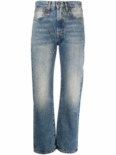 R13 High-waisted Cropped Jeans In Blau