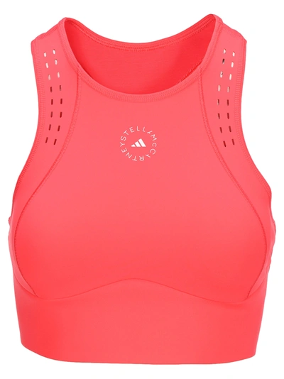 Adidas By Stella Mccartney Trupur Cropped Logo-print Stretch Top In Pink