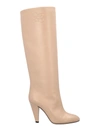 Fendi Leather Karligraphy Embossed Knee-high Boot In Neutral