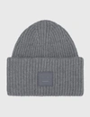 Acne Studios Pansy Face Patch Wool Beanie Hat In Grey
