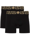 Versace Greca Set-of-two Boxer Shorts In Black