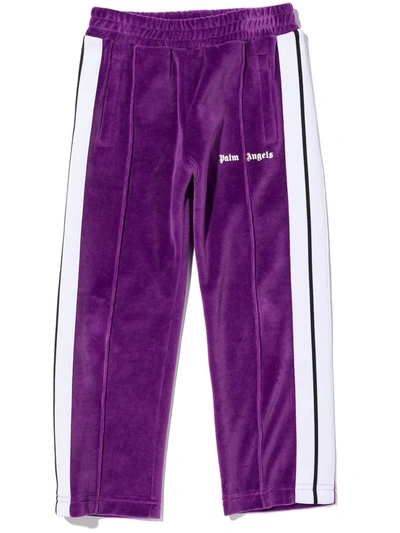 Palm Angels Side-stripe Track Pants In Purple Wh