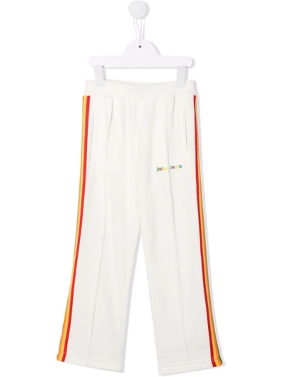 Palm Angels Striped Trim Track Trousers In 0184 White Multicolor