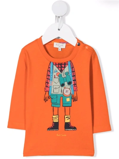 Paul Smith Junior Babies' Explorer Print T-shirt In 橘色