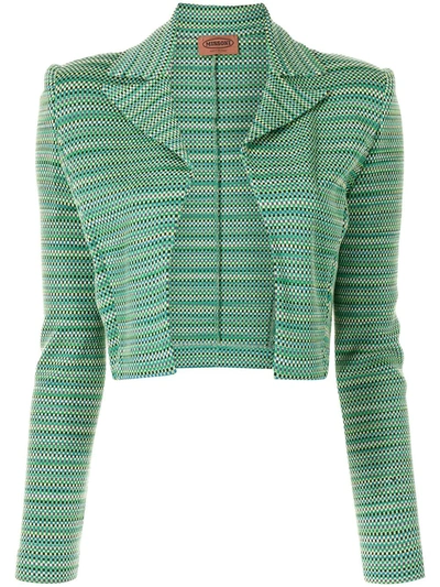 Pre-owned Missoni Mini-checkered Cropped Jacket In 绿色