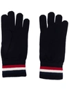 MONCLER LOGO-STRIPE KNIT GLOVES