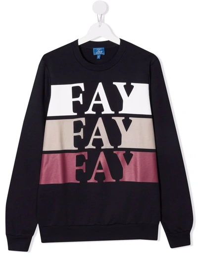 Fay Teen Logo-print Cotton Sweatshirt In 蓝色
