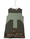 Il Gufo Sleeveless Patchwork Dress In 绿色