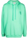 Nanushka Logo Drawstring Organic Cotton Hoodie In Grün