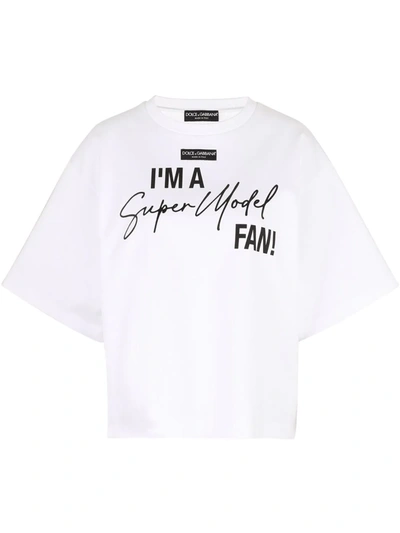 Dolce & Gabbana Super Model Print T-shirt In White,black
