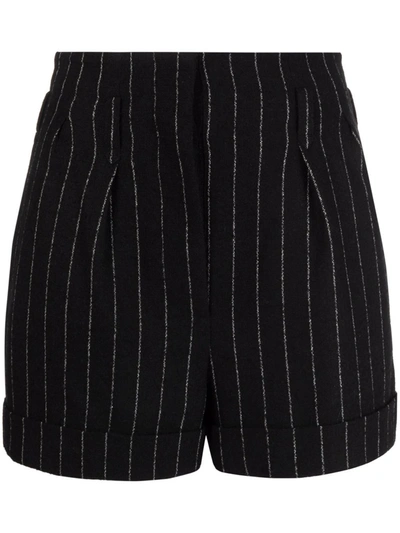 Moschino Pinstripe-print High-waisted Shorts In Schwarz