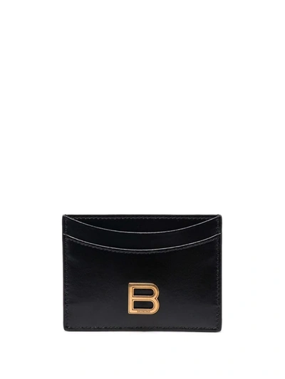 Balenciaga Logo-plaque Hourglass Cardholder In Black