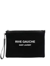 Saint Laurent Rive Gauche Logo-print Clutch In Schwarz
