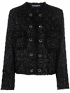 Dolce & Gabbana Lamé Jacquard Gabbana Jacket With Cabochon Dg Buttons In Schwarz