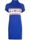 Chiara Ferragni Blinking-eye Print Mini Dress In Sapphire