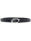 Alexander Mcqueen Molten Thin Leather Belt In Schwarz