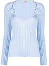 ACT N°1 BARBELL-EMBELLISHED RIBBED-KNIT TOP