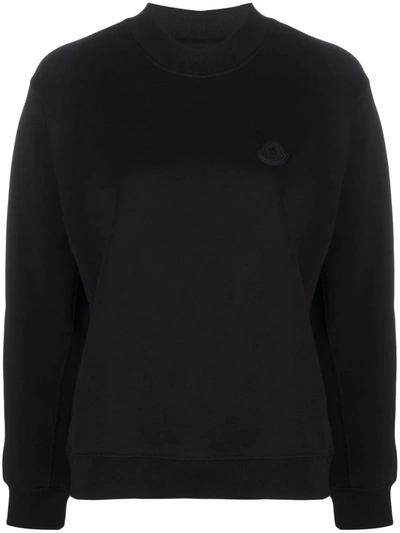 Moncler Logo-patch Cotton-jersey Sweatshirt In Black