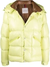Moncler Coutard Quilted Glossed-shell Hooded Down Jacket In Gelb