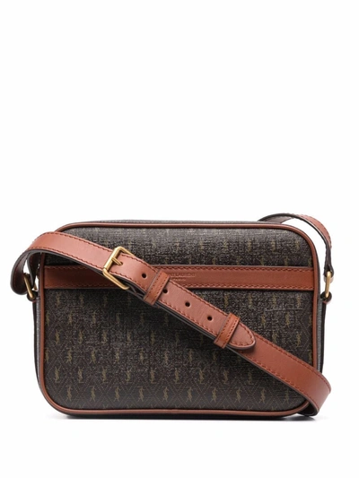 Saint Laurent Le Monogramme Canvas And Leather Camera Cross-body Bag In Brown