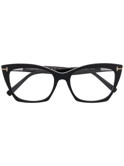 Tom Ford Logo-plaque Cat-eye Glasses In Schwarz