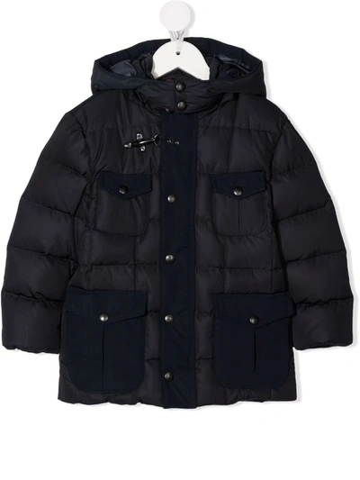 Fay Kids' Hooded Down Coat In Blue