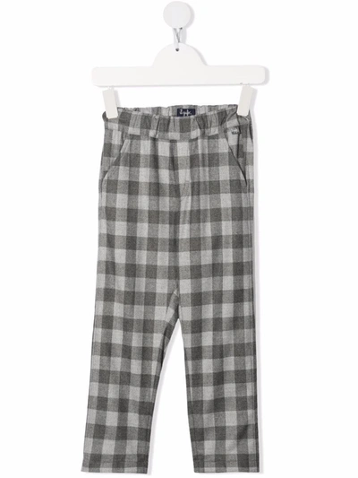 Il Gufo Kids' Check-pattern Elasticated Trousers In Grey